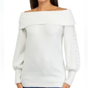 Crown & Ivy - NEW - White Pearl Embellished Sweater